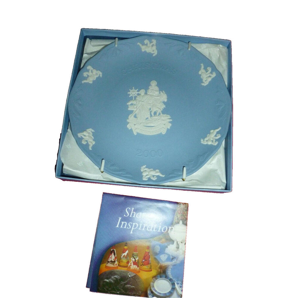 Wedgwood Jasperware Plate OS Blue Excellent Christmas 2000 Flight Egypt Vtg